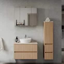 Wohnen Badezimmer Komplett*Waschplatz und Midischrank Set - Vibulam (dreiteilig)