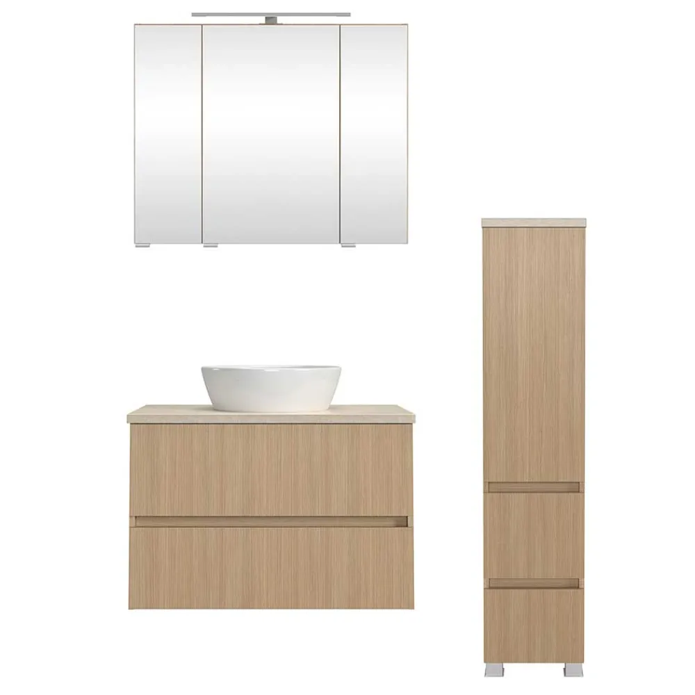 Wohnen Badezimmer Komplett*Waschplatz und Midischrank Set - Vibulam (dreiteilig)