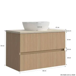 Wohnen Badezimmer Komplett*Waschplatz und Midischrank Set - Vibulam (dreiteilig)