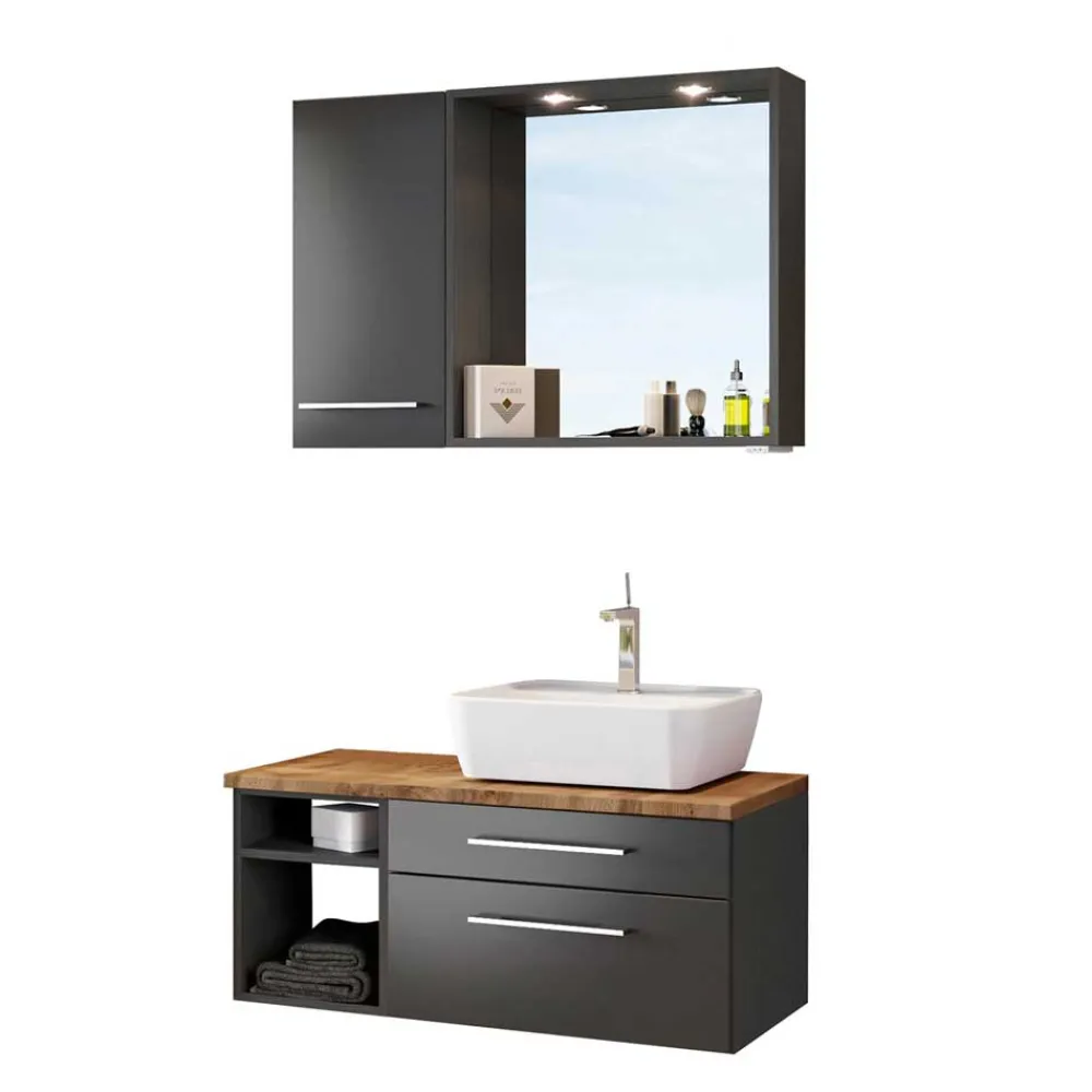 Wohnen Waschtisch 90 cm & Spiegel - Estregos (dreiteilig)