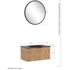 Wohnen Glasmöbel|Badezimmer Komplett*Waschtisch & LED Spiegel & Oberschrank - Crystoga (dreiteilig)