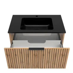 Wohnen Glasmöbel|Badezimmer Komplett*Waschtisch & LED Spiegel & Oberschrank - Crystoga (dreiteilig)