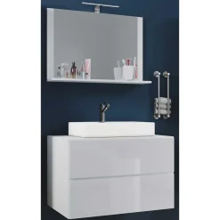 Wohnen Waschtisch für Wandmontage & Spiegel - Hillary (zweiteilig)