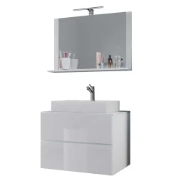 Wohnen Waschtisch für Wandmontage & Spiegel - Hillary (zweiteilig)