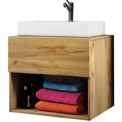 Wohnen Waschtisch|Waschbeckenunterschränke*Waschtisch in Holzoptik Wildeiche Honig - Toulon