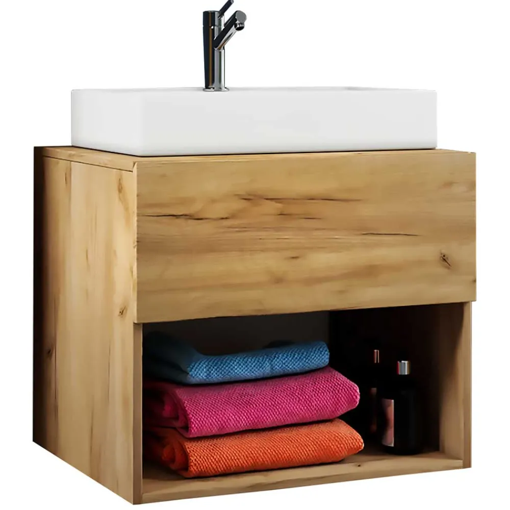 Wohnen Waschtisch|Waschbeckenunterschränke*Waschtisch in Holzoptik Wildeiche Honig - Toulon