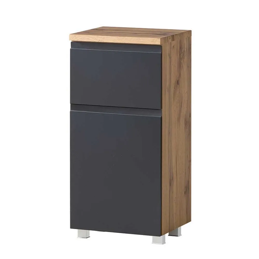 Wohnen Graue Möbel|Glasmöbel*Waschtisch Kombi & Bad Unterschrank - Jambi (dreiteilig)