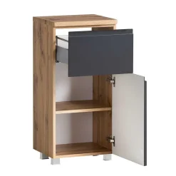 Wohnen Graue Möbel|Glasmöbel*Waschtisch Kombi & Bad Unterschrank - Jambi (dreiteilig)