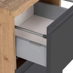 Wohnen Graue Möbel|Glasmöbel*Waschtisch Kombi & Bad Unterschrank - Jambi (dreiteilig)