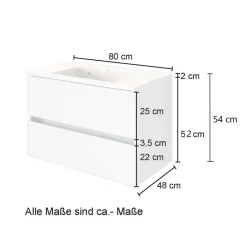 Wohnen Waschtisch|Waschbeckenunterschränke*Waschtisch Konsole in Weiß & Wildeiche - Vrendina
