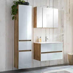 Wohnen Waschtisch Möbel & Hochschrank Set - Vrendina (dreiteilig)