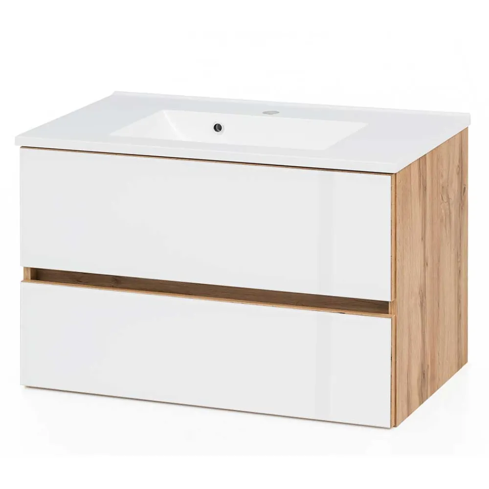 Wohnen Waschtisch Möbel & Hochschrank Set - Vrendina (dreiteilig)