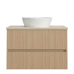 Wohnen Waschtisch mit Aufsatzbecken in Eiche Hell - Vibulam