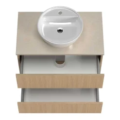 Wohnen Waschtisch mit Aufsatzbecken in Eiche Hell - Vibulam