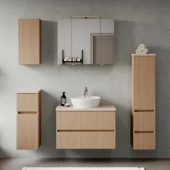 Wohnen Waschtisch mit Aufsatzbecken in Eiche Hell - Vibulam