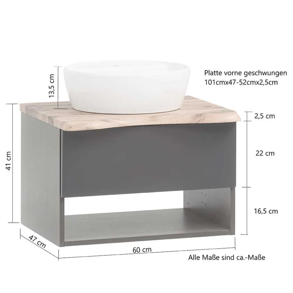 Wohnen Badschränke|Waschtisch*Waschtisch mit Aufsatzbecken für die Wand - Breznia
