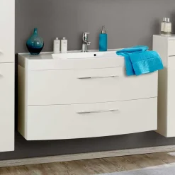 Wohnen Waschtisch mit Becken Datara in Weiß Hochglanz