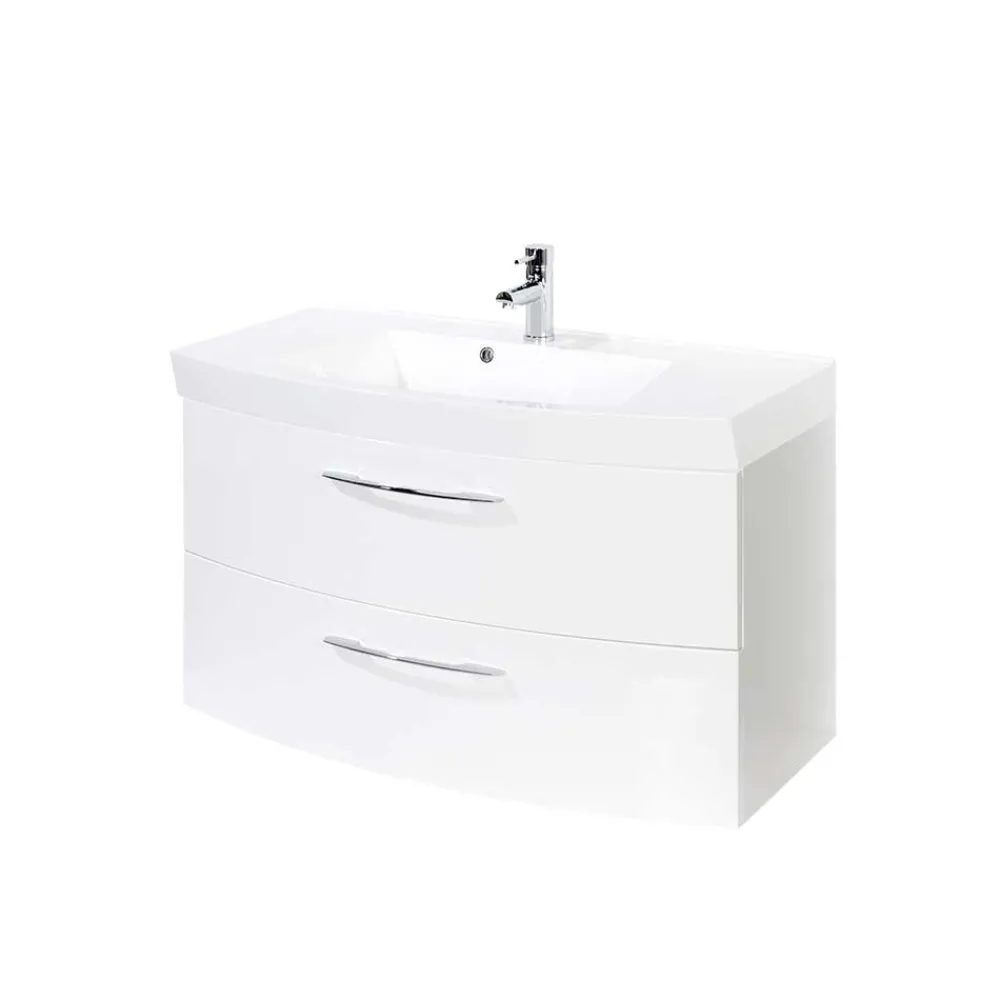 Wohnen Waschtisch mit Becken Datara in Weiß Hochglanz