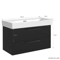 Wohnen Waschtisch mit Becken für zwei Armaturen - Ostoro