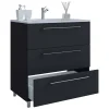 Wohnen Waschtisch mit drei Schubladen in Schwarz - Gloriella