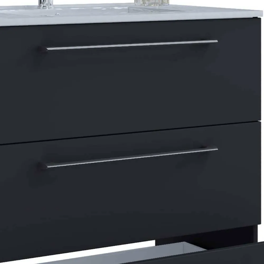 Wohnen Waschtisch mit drei Schubladen in Schwarz - Gloriella