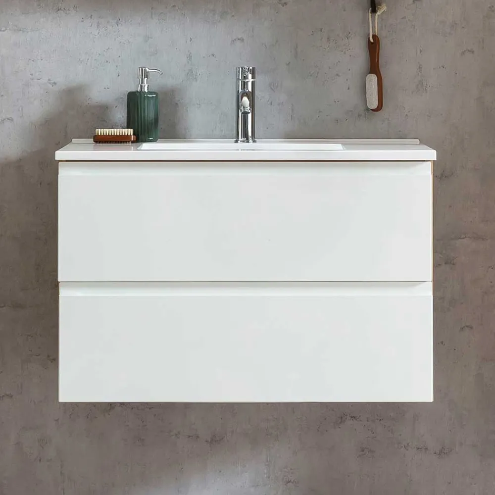 Wohnen Badschränke|Waschtisch*Waschtisch mit Einlasswaschbecken in Weiß - Eight