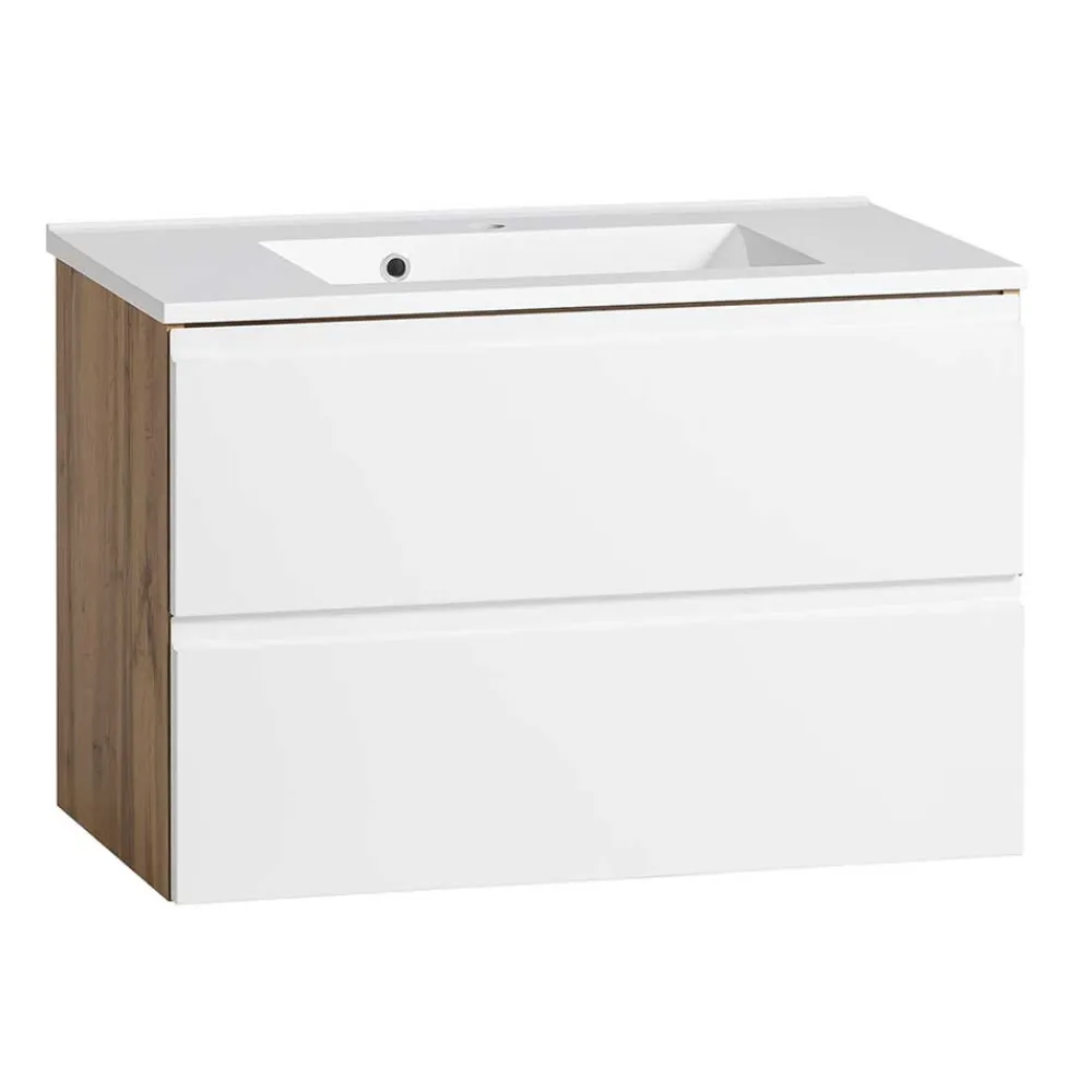 Wohnen Badschränke|Waschtisch*Waschtisch mit Einlasswaschbecken in Weiß - Eight