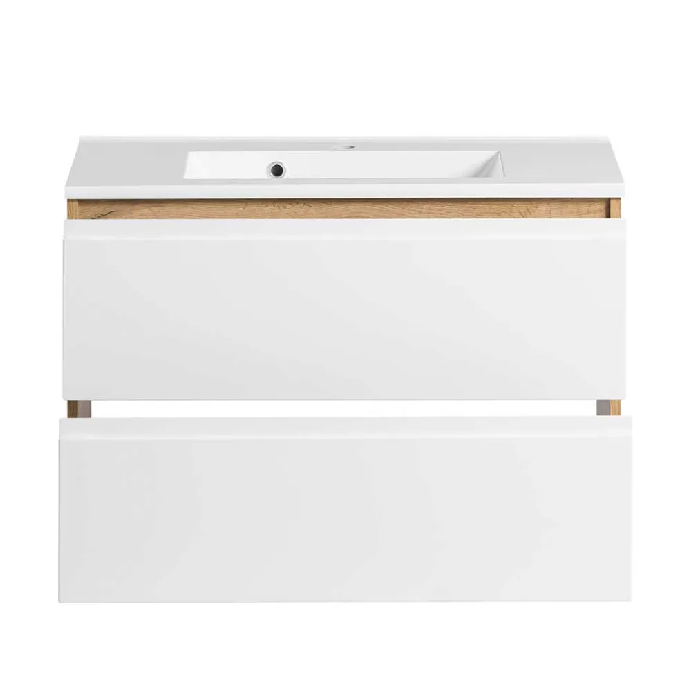 Wohnen Badschränke|Waschtisch*Waschtisch mit Einlasswaschbecken in Weiß - Eight