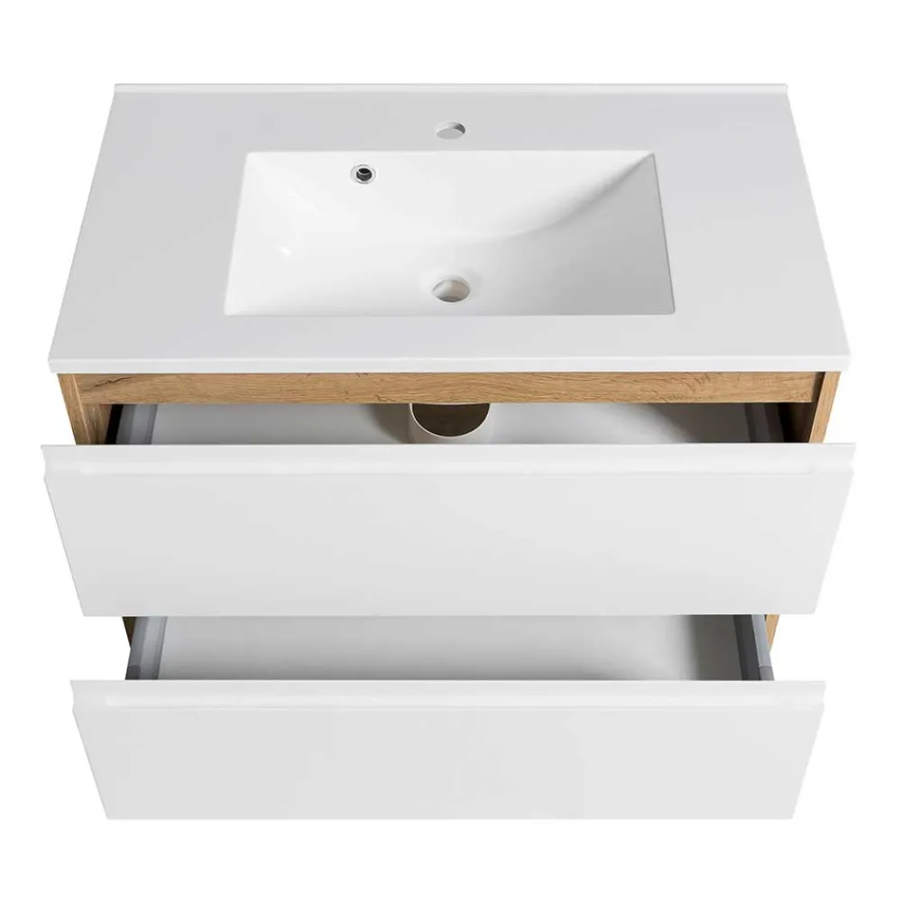 Wohnen Badschränke|Waschtisch*Waschtisch mit Einlasswaschbecken in Weiß - Eight