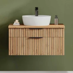 Wohnen Waschtisch|Waschbeckenunterschränke*Waschtisch mit Keramik Aufsatzbecken 80 cm breit - Crystoga