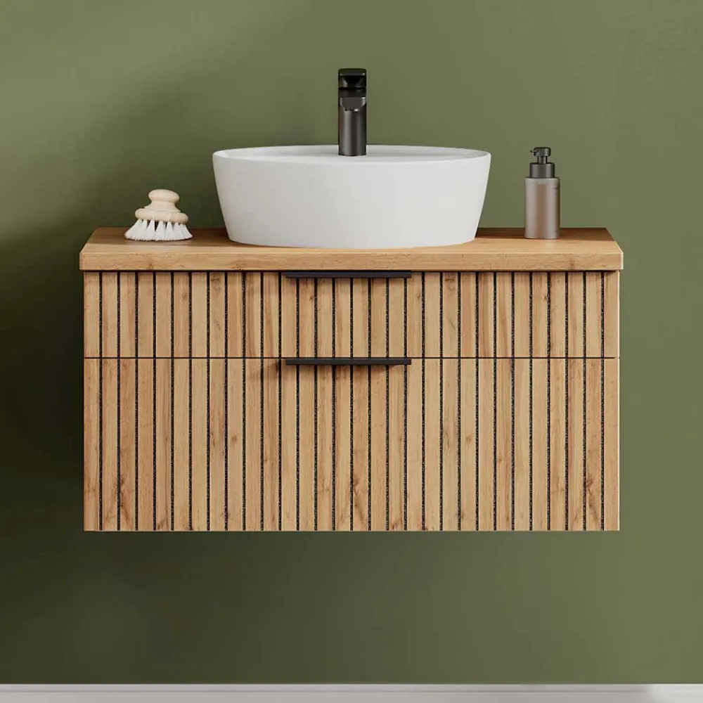 Wohnen Waschtisch|Waschbeckenunterschränke*Waschtisch mit Keramik Aufsatzbecken 80 cm breit - Crystoga