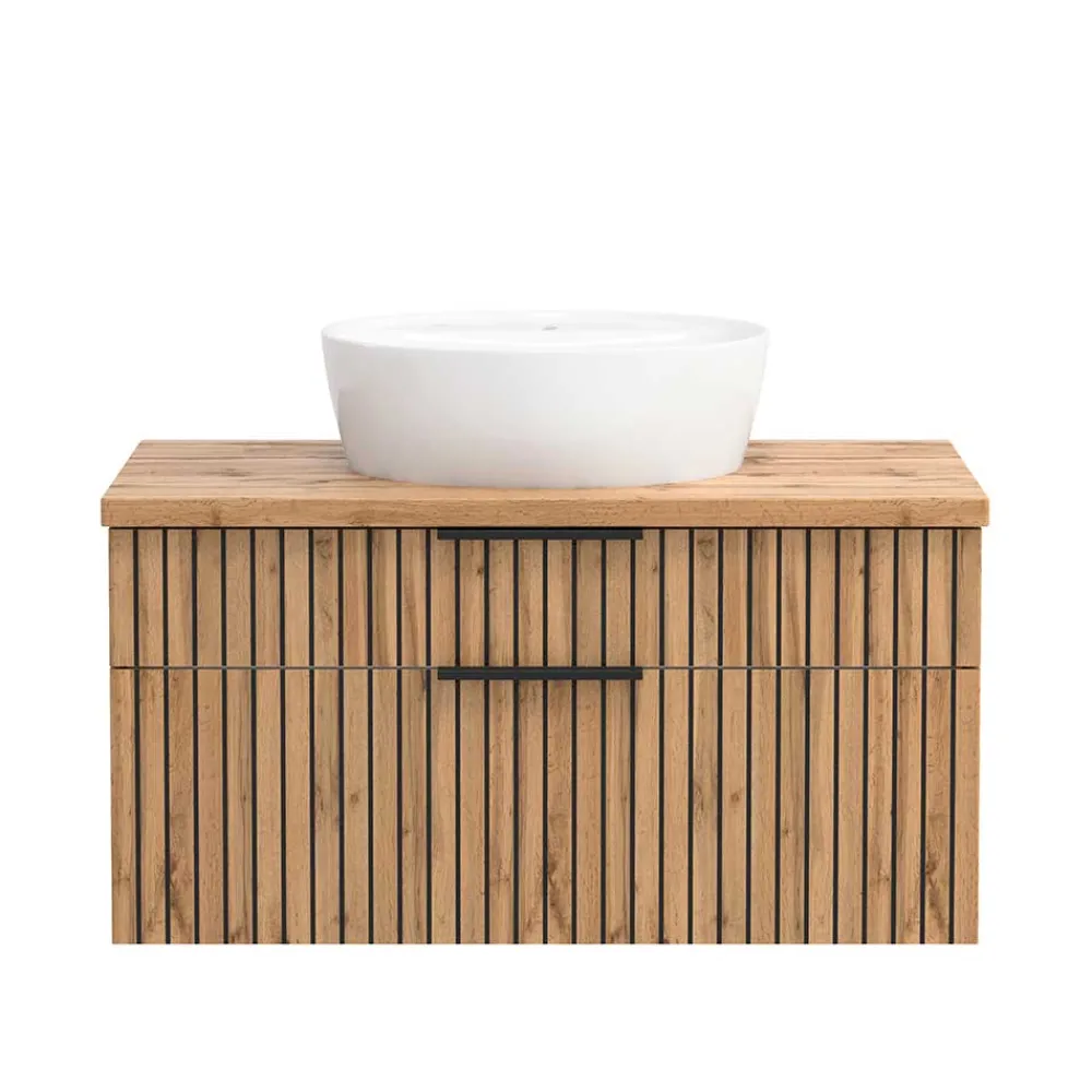 Wohnen Waschtisch|Waschbeckenunterschränke*Waschtisch mit Keramik Aufsatzbecken 80 cm breit - Crystoga