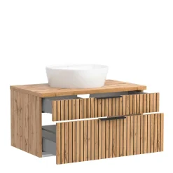 Wohnen Waschtisch|Waschbeckenunterschränke*Waschtisch mit Keramik Aufsatzbecken 80 cm breit - Crystoga