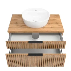 Wohnen Waschtisch|Waschbeckenunterschränke*Waschtisch mit Keramik Aufsatzbecken 80 cm breit - Crystoga