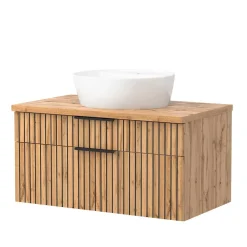 Wohnen Waschtisch|Waschbeckenunterschränke*Waschtisch mit Keramik Aufsatzbecken 80 cm breit - Crystoga