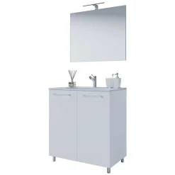 Wohnen Waschtisch mit LED Spiegel Set - Ipsum (zweiteilig)