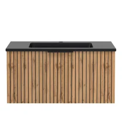 Wohnen Badschränke*Waschtisch mit schwarzem Einlassbecken - Crystoga