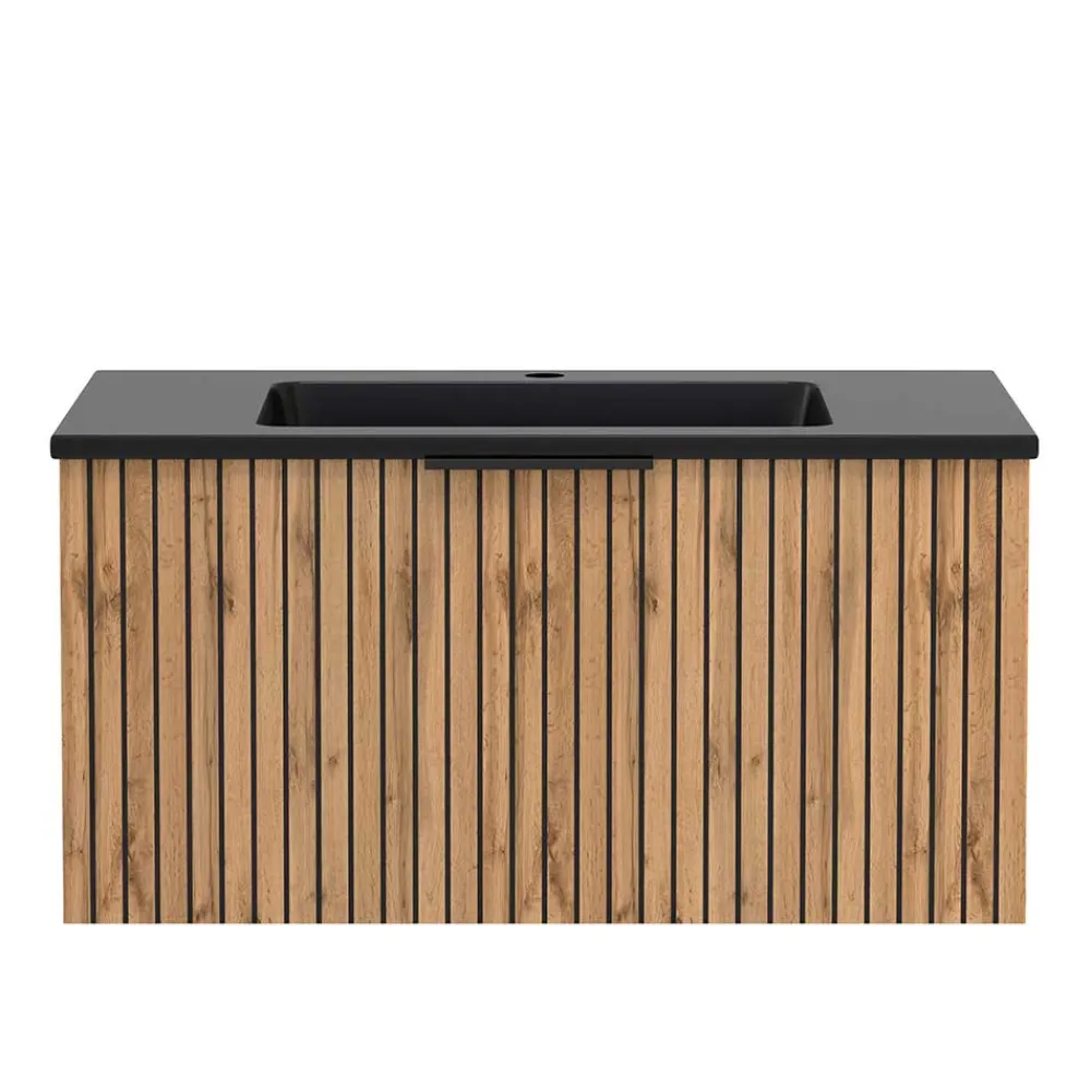 Wohnen Badschränke*Waschtisch mit schwarzem Einlassbecken - Crystoga