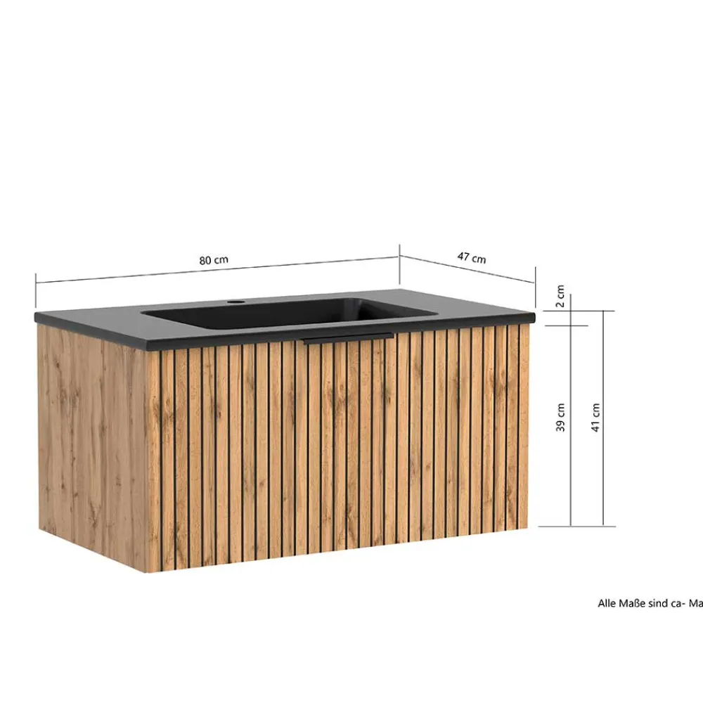 Wohnen Badschränke*Waschtisch mit schwarzem Einlassbecken - Crystoga