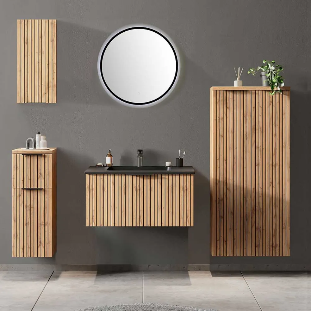 Wohnen Badschränke*Waschtisch mit schwarzem Einlassbecken - Crystoga