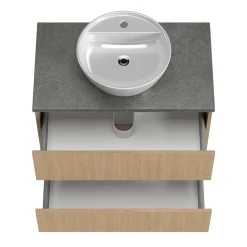 Wohnen Glasmöbel*Waschtisch Set mit Midischrank fürs Bad - Leitha (dreiteilig)