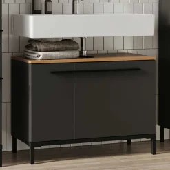 Wohnen Waschtisch|Waschbeckenunterschränke*Waschtisch Unterschrank in Dunkelgrau - Lucrino