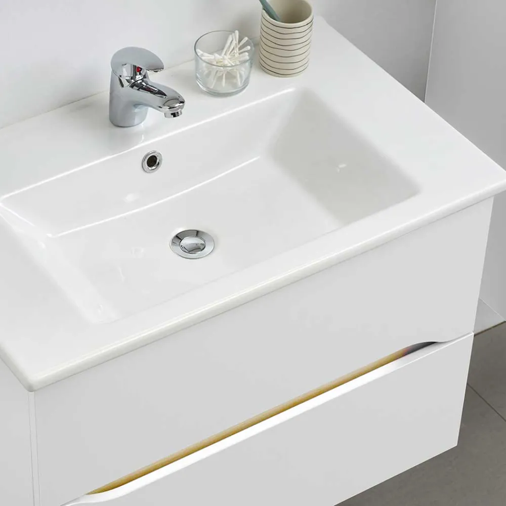 Wohnen Schränke|Skandinavische Möbel*Waschtischkonsole mit LED Licht - Zenata