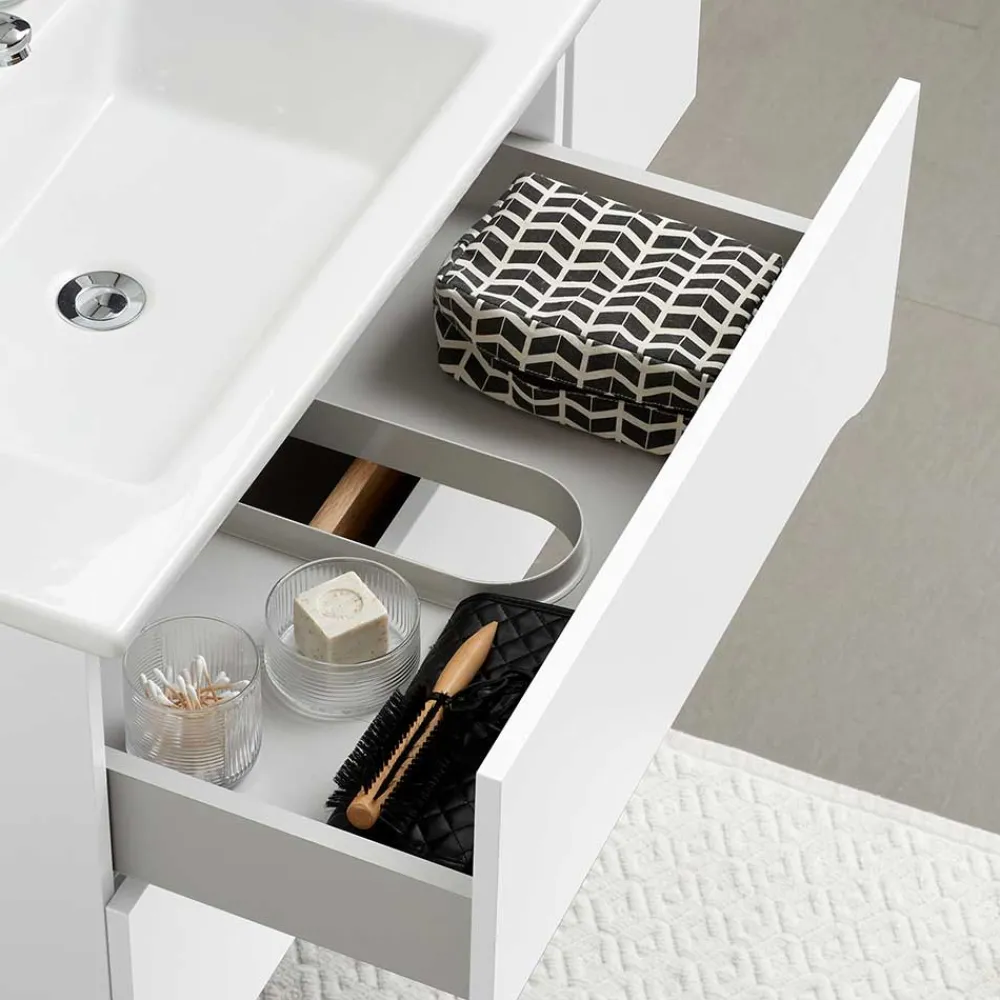 Wohnen Schränke|Skandinavische Möbel*Waschtischkonsole mit LED Licht - Zenata