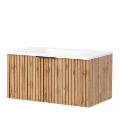 Wohnen Waschtischkonsole mit Oberschrank Set - Crystoga (dreiteilig)