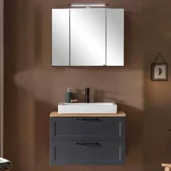 Wohnen Badezimmer Komplett*Waschtischkonsole und Spiegelschrank Set - Novelya (zweiteilig)