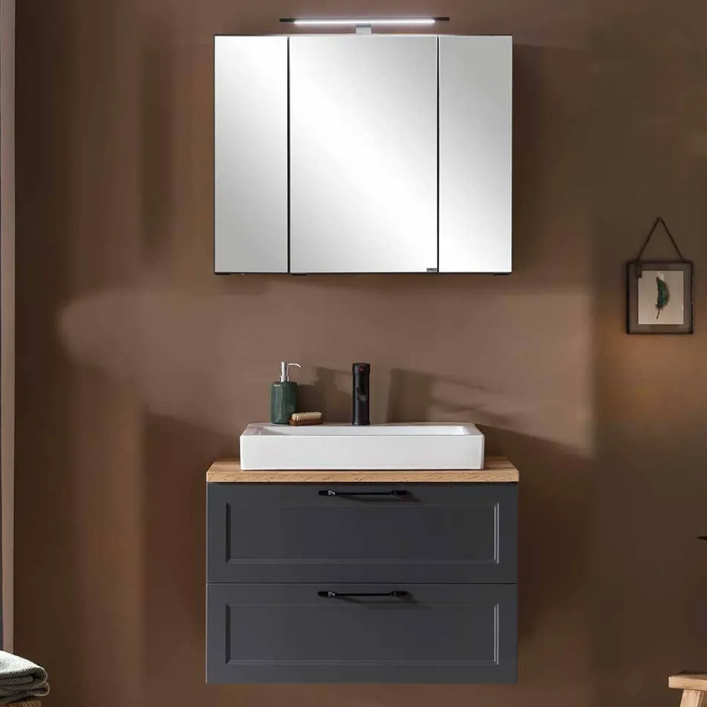 Wohnen Badezimmer Komplett*Waschtischkonsole und Spiegelschrank Set - Novelya (zweiteilig)