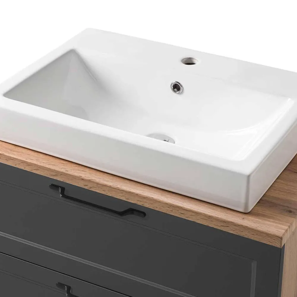 Wohnen Badezimmer Komplett*Waschtischkonsole und Spiegelschrank Set - Novelya (zweiteilig)