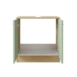 Wohnen Skandinavische Möbel|Waschtisch*Waschtischschrank in Graugrün und Eiche Optik - Spiritana