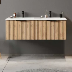 Wohnen Waschtischschrank mit Doppel-Einlassbecken - Crystoga